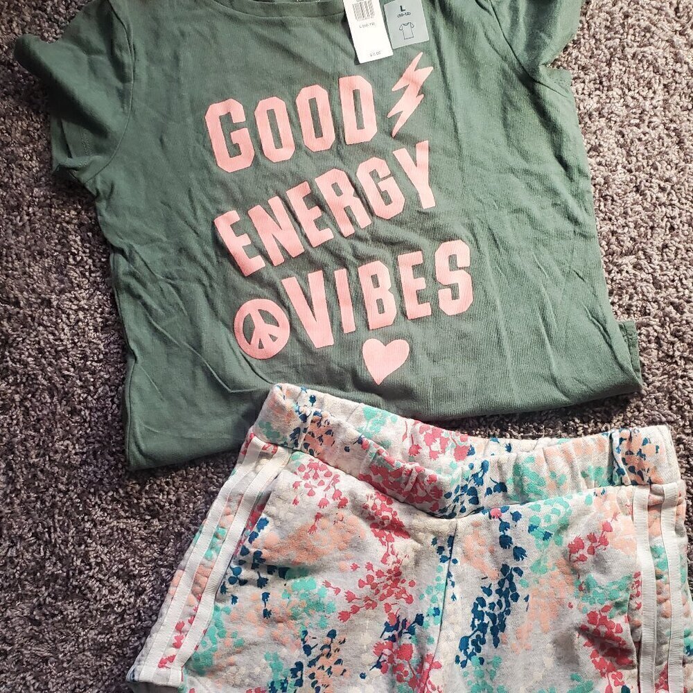 Girls size 10-12 Adidas Short NWOT and Old Navy Tshirt NWT